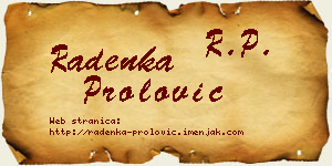 Radenka Prolović vizit kartica